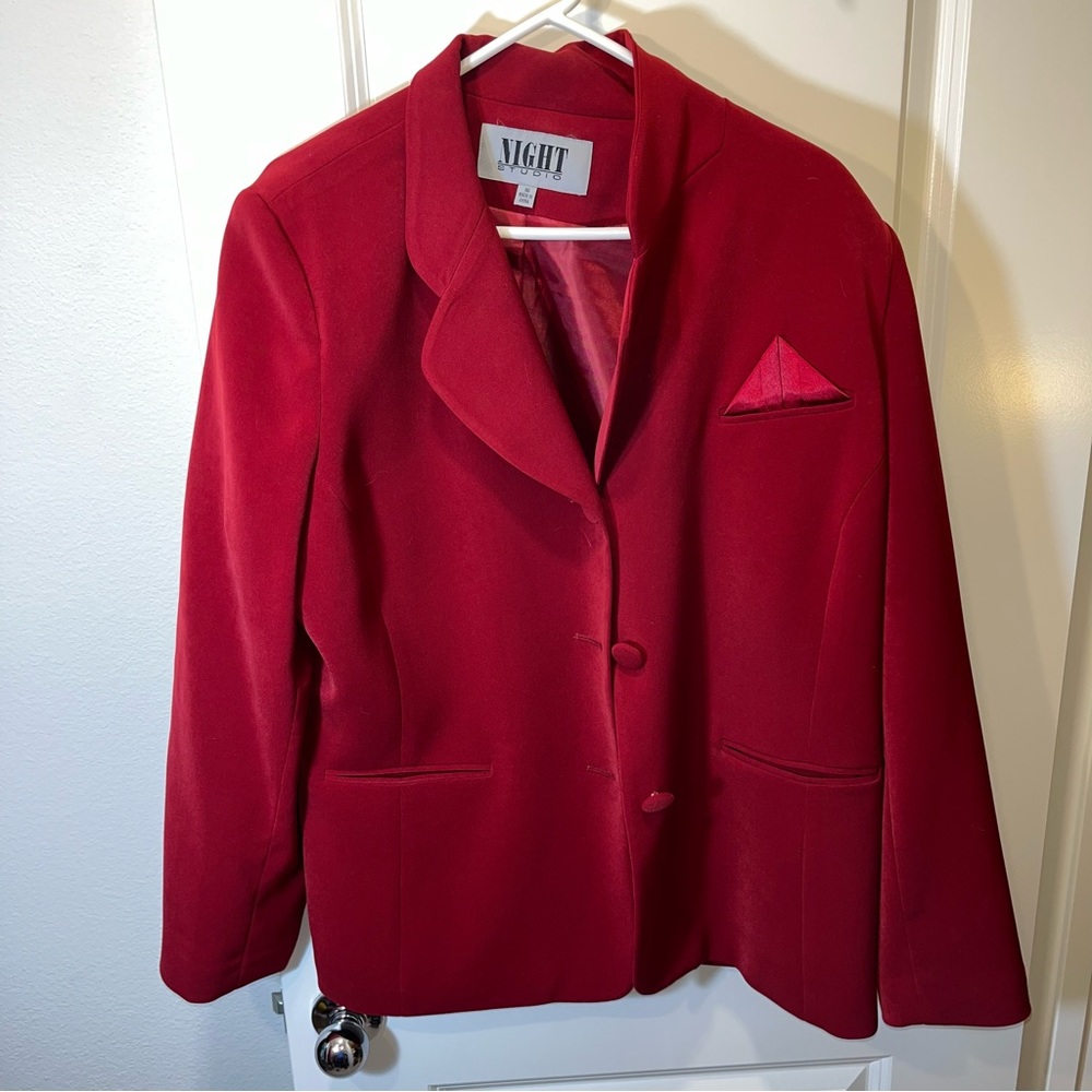 Night Studio Ladies VTG Red Blazer Button up Elegant/casual size 16